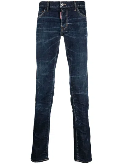 Dsquared2 Logo-patch Skinny-cut Jeans In Blue