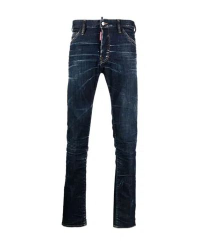 Dsquared2 Logo-patch Slim-cut Jeans In Black