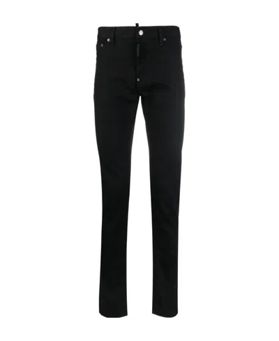 DSQUARED2 DSQUARED2 LOGO PATCH STRAIGHT LEG SLIM-CUT JEANS