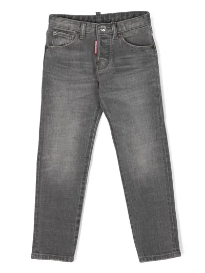 Dsquared2 Kids' Logo-patch Slim-cut Jeans In Grey