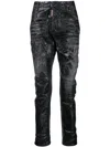 Dsquared2 Cool Gut Black Jeans With Belt Loops And Faded Effect In Denim Man In Black