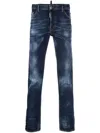 Dsquared2 Logo-patch Straight-leg Blue Denim Jeans In Blue