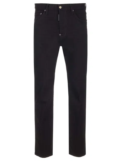 Dsquared2 Logo Patch Straight Leg Jeans In Black