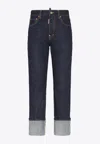 Dsquared2 Logo Patch Straight-leg Jeans In Blue