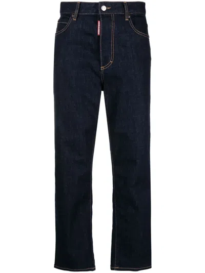 DSQUARED2 LOGO-PATCH STRAIGHT-LEG JEANS