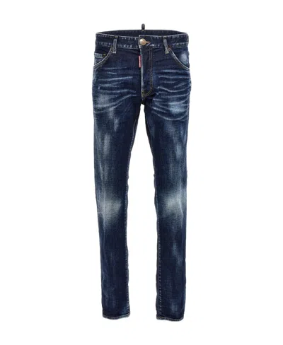 Dsquared2 Cotton Jeans With Iconic Back Patch In Blue
