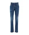 Dsquared2 Logo Patch Straight Leg Jeans In Blue