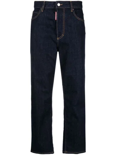 Dsquared2 Logo-patch Straight-leg Jeans In Multi-colored