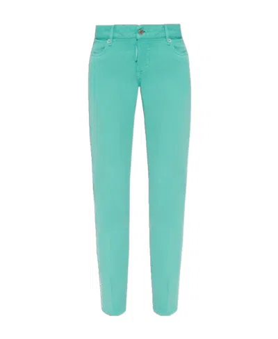 Dsquared2 Logo Patch Straight Leg Jennifer Jeans In Green