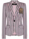 Dsquared2 Striped Jacket With Notched Lapels And Pockets In Pink