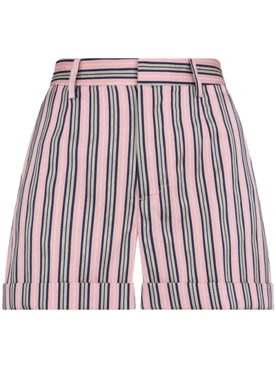 Dsquared2 Logo-patch Striped Shorts In Pink