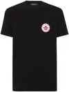 Dsquared2 Black T-shirt With Two-tone Circular Logo In Black