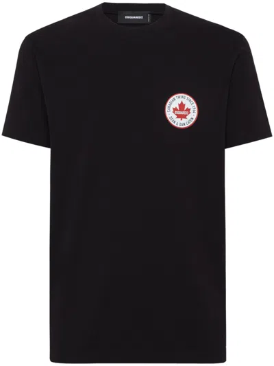 Dsquared2 Black T-shirt With Two-tone Circular Logo