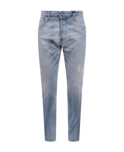 Dsquared2 Logo-patch Tapered-leg Jeans In Gray