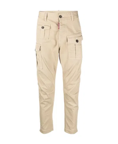 Dsquared2 Sexy Cargo Cotton Trousers In Neutral