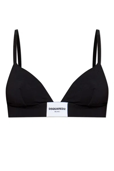 Dsquared2 Logo-patch Bra Top In Black