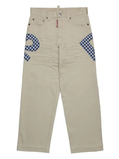 Dsquared2 Kids' Logo-patch Trousers In Neutrals