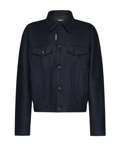 Dsquared2 Logo-patch Trucker Jacket In Black