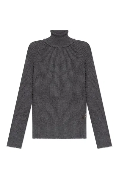 Dsquared2 Logo Patch Turtleneck Jumper In Grey