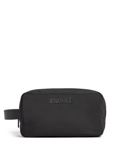 Dsquared2 Logo-patch Wash Bag In Black