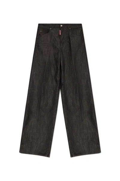 DSQUARED2 LOGO-PATCH WIDE-LEG TRAVELLER JEANS