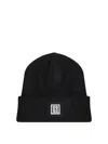 Dsquared2 Wool Beanie With Rubber Logo In Black