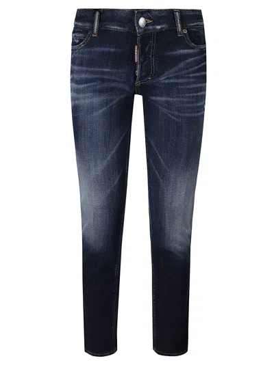 Dsquared2 Logo Patched Faded Slim Jeans In Denim