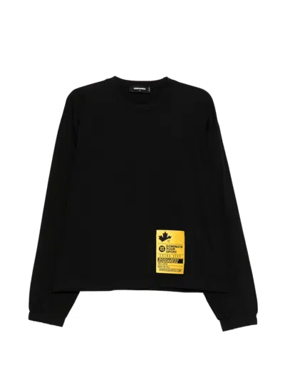 Dsquared2 Logo-patched Long-sleeved T-shirt In Black