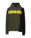 Dsquared2 Logo-patched Patchwork Drawstring Hoodie In Green