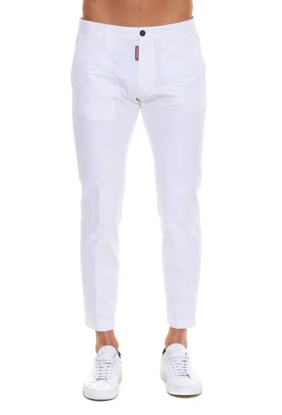 Dsquared2 Logo Patched Straight Leg Jeans In White