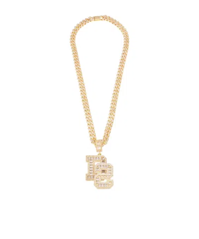 Dsquared2 Logo-pendant Crystal-embellished Necklace In Yellow