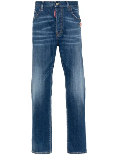 DSQUARED2 LOGO-PLA SLIM-CUT JEANS