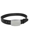 Dsquared2 Logo Plaque Belt In Nero/vintage Palladium