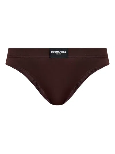 Dsquared2 Logo-plaque Briefs In Brown
