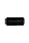 Dsquared2 Black Leather Belt With Logo Plaque Closure In Black