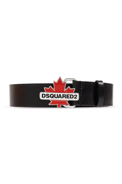 Dsquared2 Logo Plaque Buckle Belt In Nero