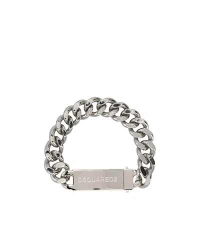 Dsquared2 Logo Plaque Chain Bracelet In Yellow