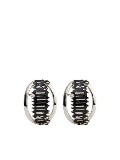 Dsquared2 Logo-plaque Clip-on Earrings In Silver
