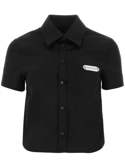 Dsquared2 Logo-plaque Cotton-poplin Shirt In Black