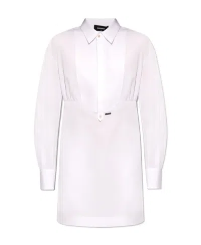 Dsquared2 Logo-plaque Cotton Shirt Dress In White