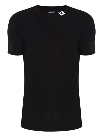 Dsquared2 Logo-plaque Cotton T-shirt In Black