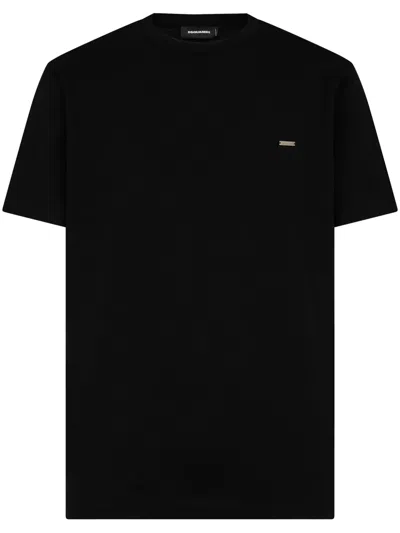 Dsquared2 Cotton T-shirt With Logo Plaque In Black