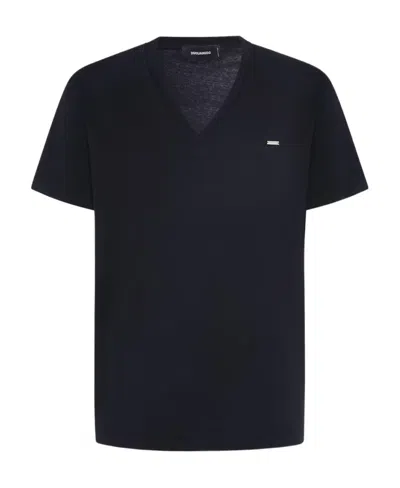 Dsquared2 Logo-plaque Cotton T-shirt In Black