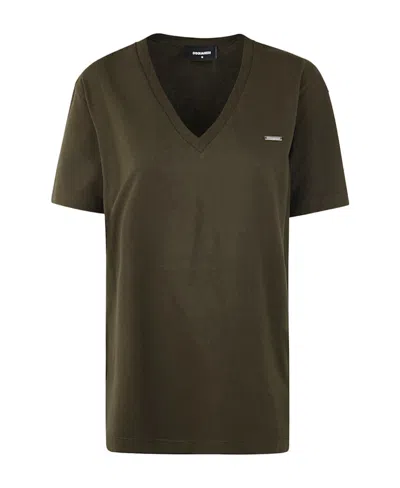 Dsquared2 Logo-plaque Cotton T-shirt In Green