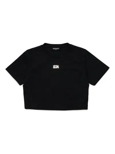 Dsquared2 Kids' Logo-plaque Crew-neck T-shirt In Black