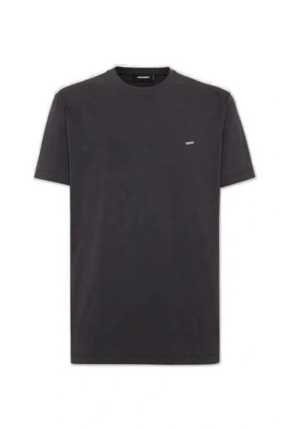 Dsquared2 Logo-plaque Crewneck T-shirt In Grigio