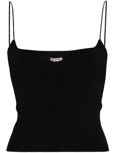 DSQUARED2 DSQUARED2 LOGO-PLAQUE KNITTED CROP TOP