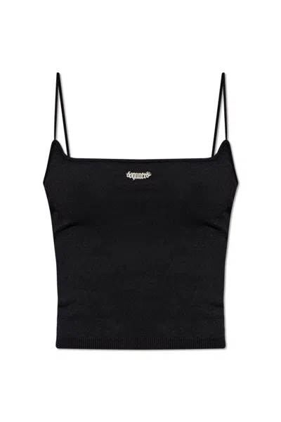 DSQUARED2 DSQUARED2 LOGO-PLAQUE SQUARE NECK KNITTED TOP