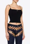 Dsquared2 Logo Plaque Knitted Cropped Top In Black
