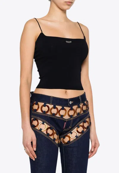 DSQUARED2 LOGO PLAQUE KNITTED CROPPED TOP